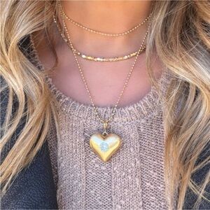 NWT Park Lane Frosted Necklace Brushed Matte Gold Reversible Heart Cut-Out